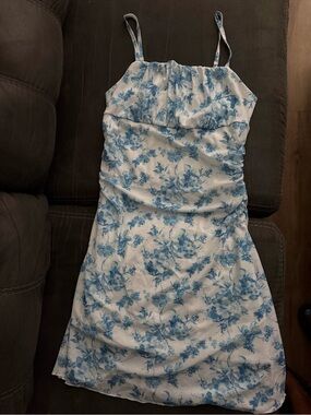 Blue Floral Spaghetti Strap Sundress